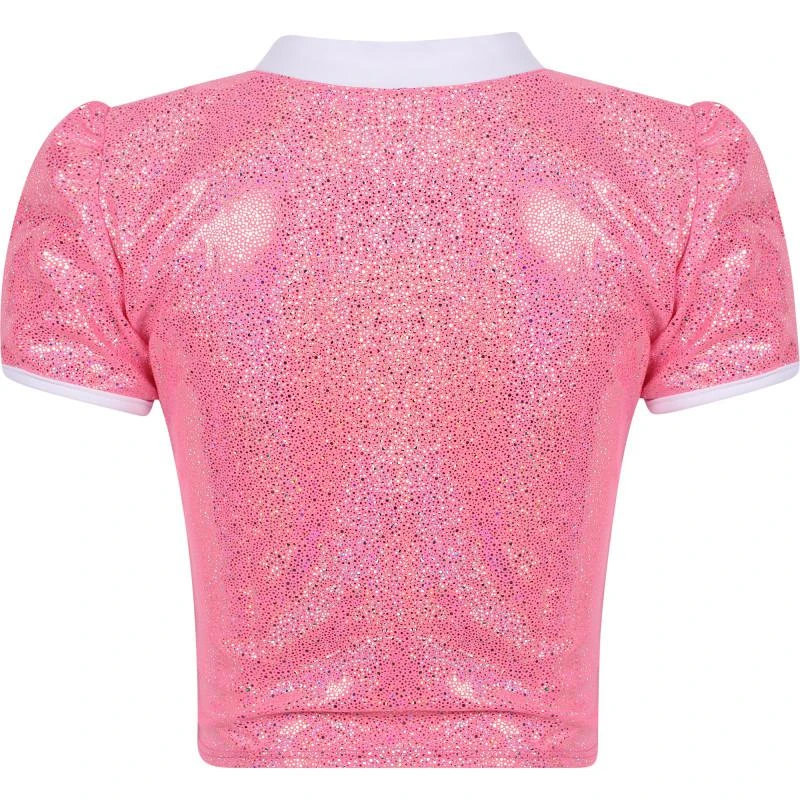 Piccoli Principi Puffed sleeves glittery tankini in pink 2