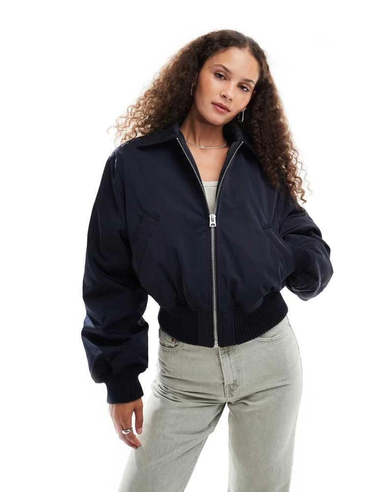 Weekday Weekday Irma padded bomber jacket in navy 1