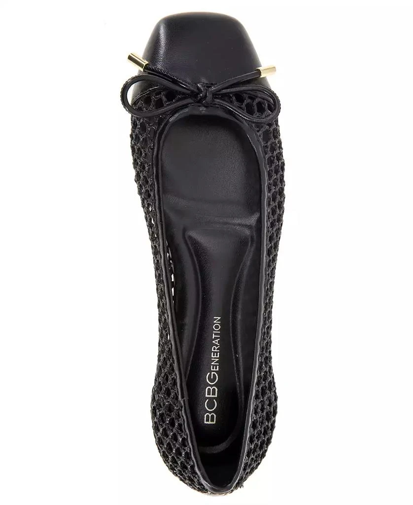 BCBG Women's Hartly Woven Raffia Square Toe Ballet Flats 4