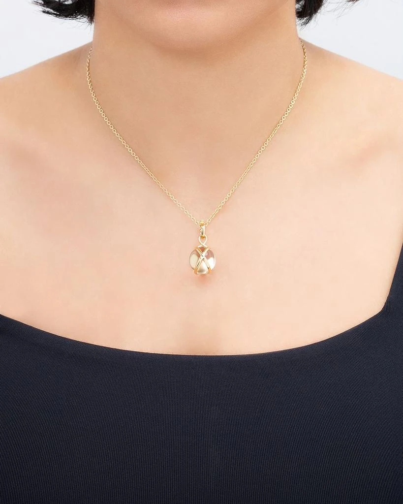 L. Klein 18K Yellow Gold Prisma Crystal Quartz 14mm Pendant Classic Chain Necklace, 16-18" 2