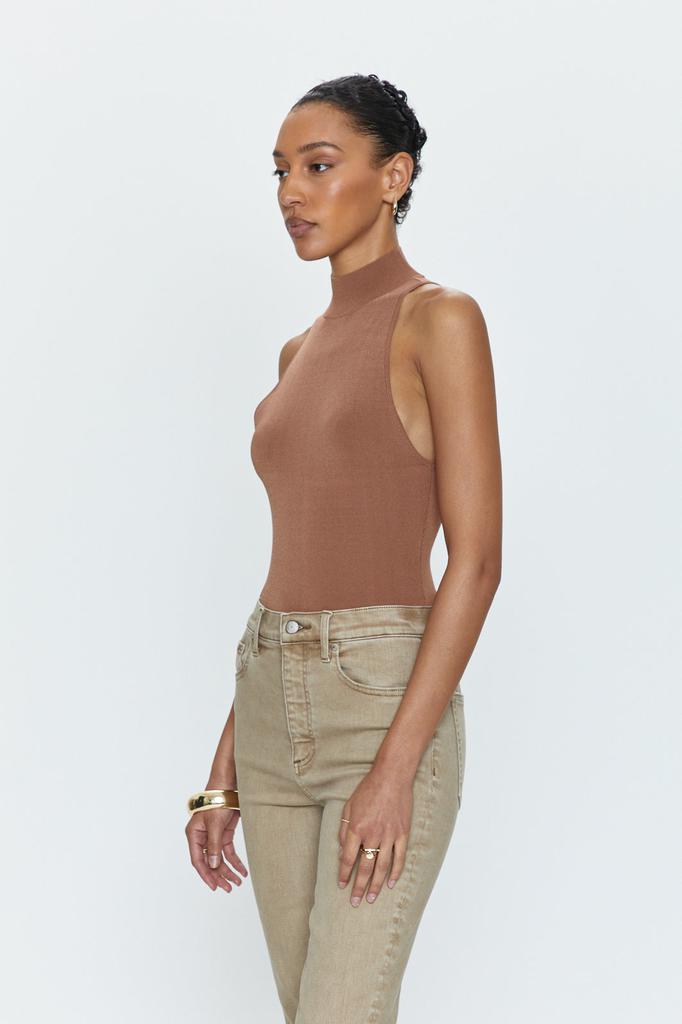 Pistola Denim Janessa Mock Neck Thong Bodysuit - Hazelnut