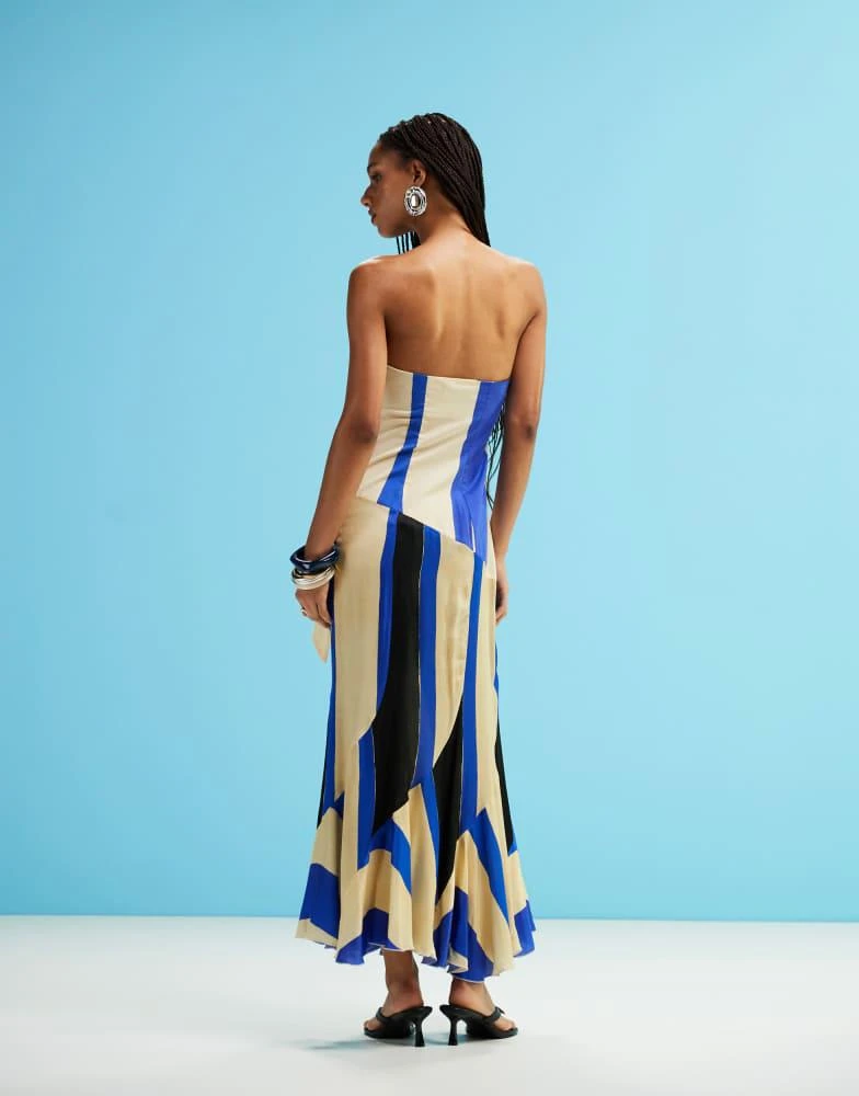 River Island Clothing Logo Laagam LAAGAM Aria Bandeau Striped Midi Dress In  Blue Dresses Skirts Free