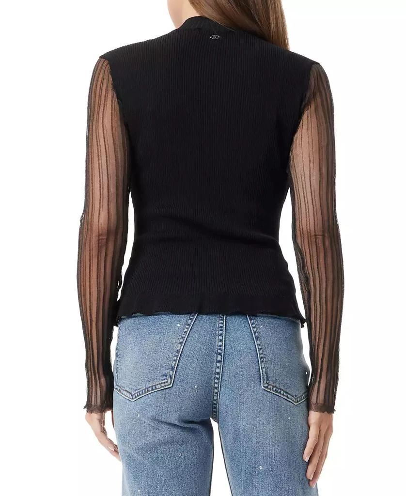 Sam Edelman Women's Aubree Pleated-Sleeve Mixed-Media Sweater 2