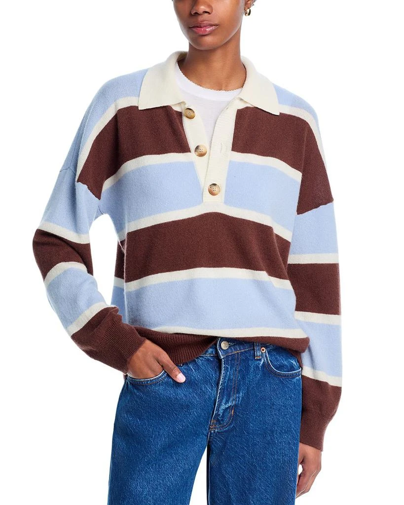 AQUA AQUA 100% Cashmere Striped Rugby Sweater - Exclusive 1