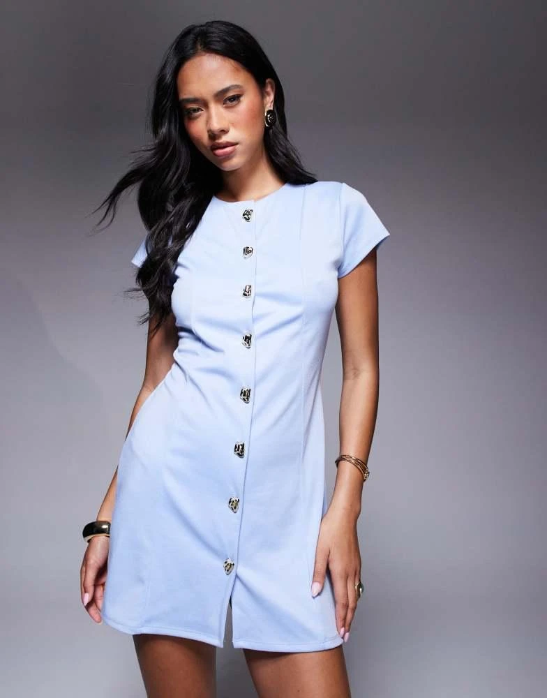 Shop ASOS DESIGN short sleeve seam button detail mini dress in baby blue on Sale at BeyondStyle Get 35% Off ASOS DESIGN short sleeve seam button detail mini dress in baby Shop ASOS DESIGN short sleeve seam button detail mini dress in baby blue on Sale at BeyondStyle Get 35% Off ASOS DESIGN short sleeve seam button detail mini dress in baby