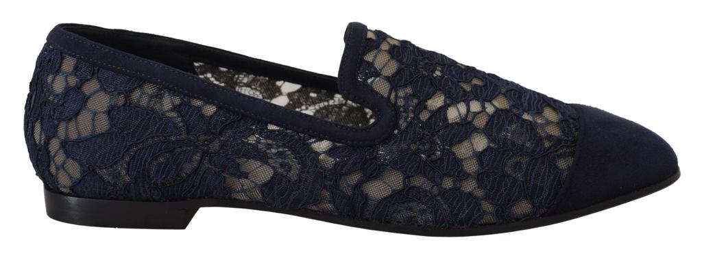 Dolce & Gabbana Dolce & Gabbana Blue Floral Lace Slip Ons Loafers Flats Shoes