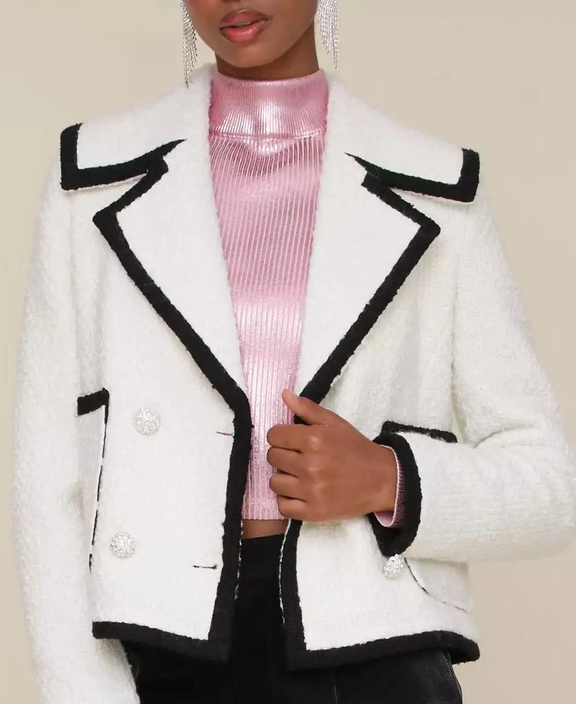 Avec Les Filles Women's Tweed Double-Breasted Tipped Jacket 4