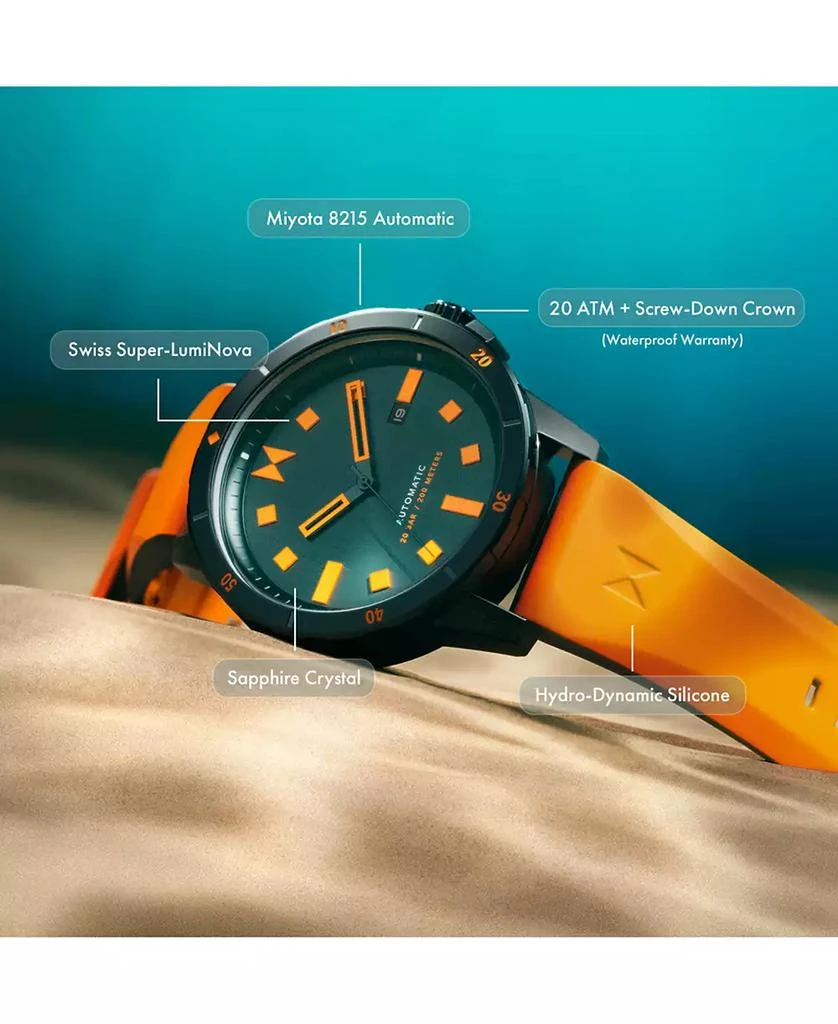 MVMT Men's Minimal Sport Automatic Orange Silicone Strap Watch 45mm 4