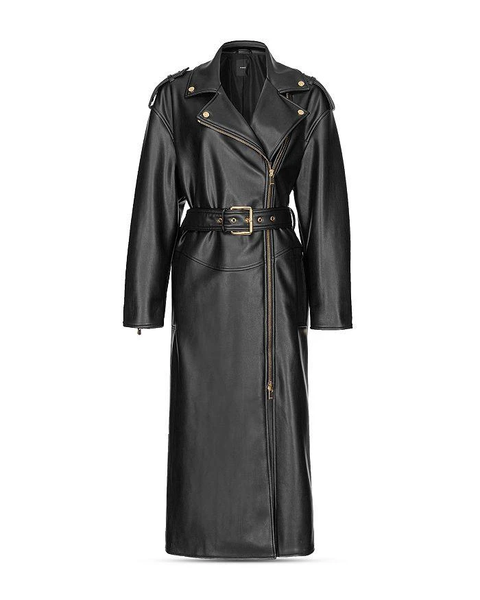 PINKO Faux Leather Moto Trench Coat 4
