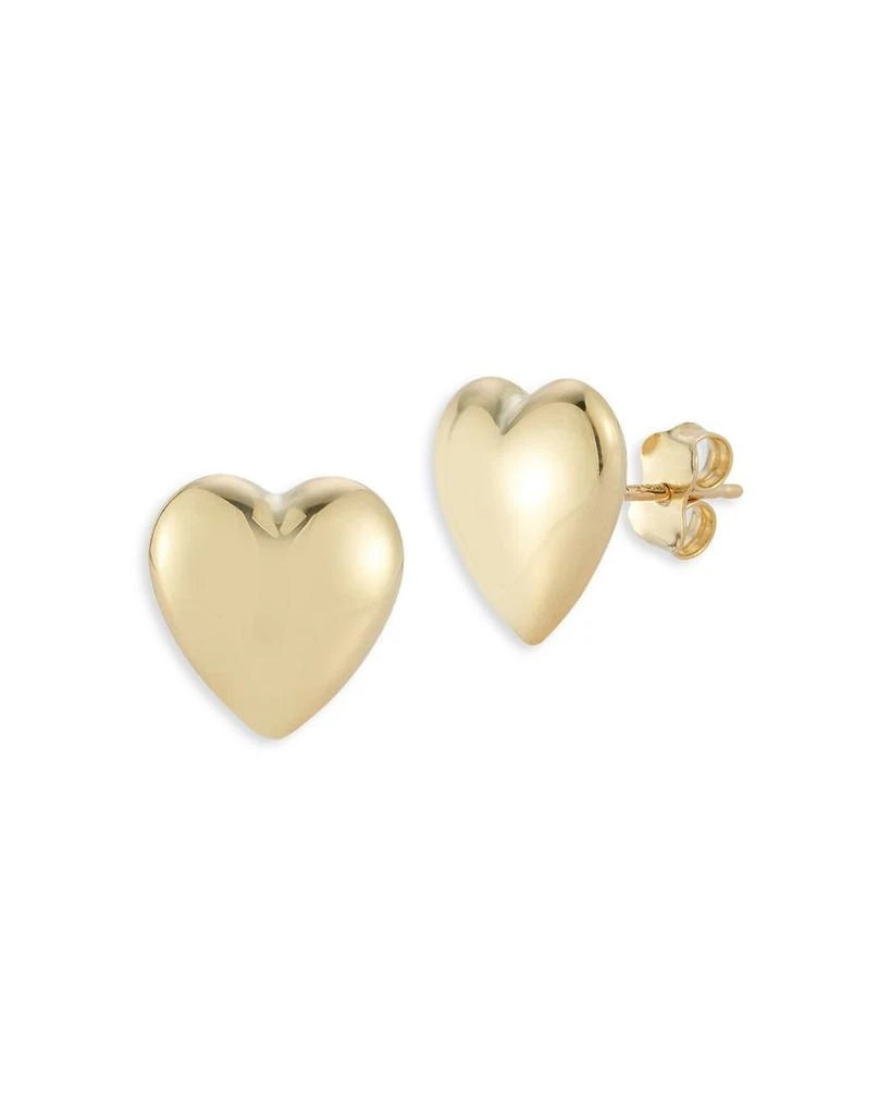 Bloomingdale's Polished Heart Stud Earrings in 14K Yellow Gold 1