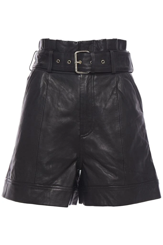 Walter Baker Velda belted gathered leather shorts 1