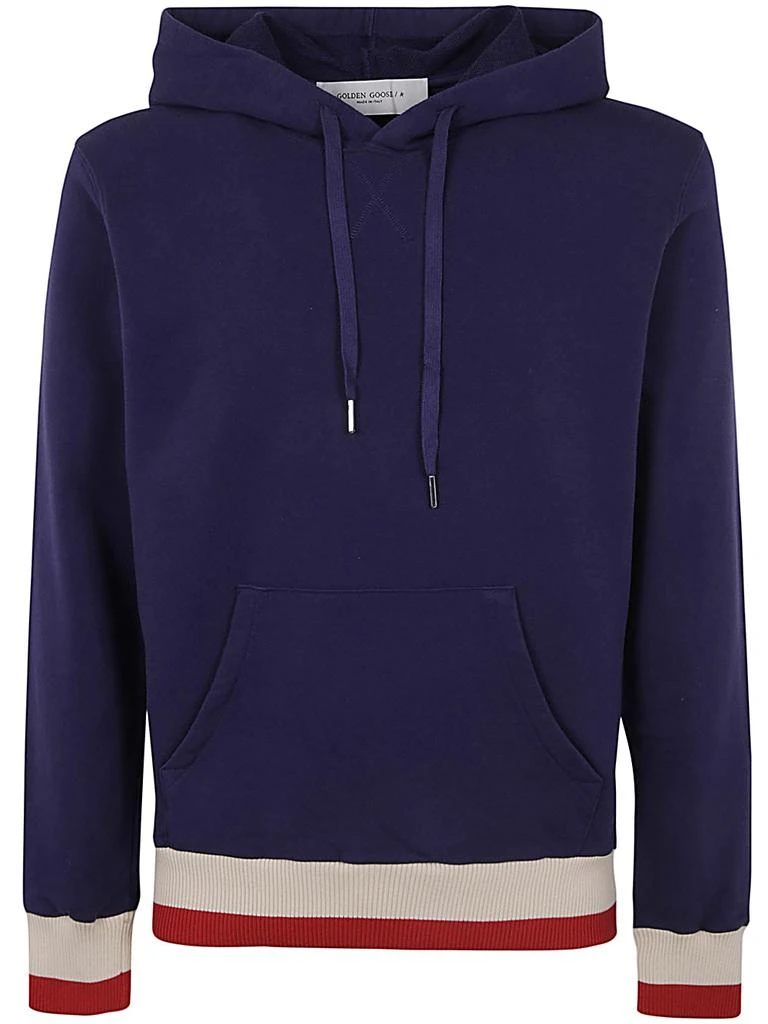 Golden Goose Journey M`s Hoodie Swatshirt With Golden Patches And Bicolour Rib 1