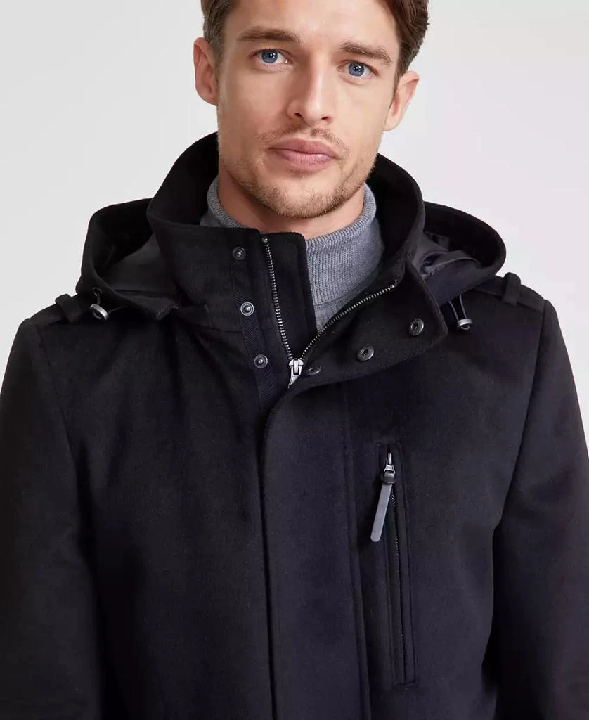 Calvin Klein Men's Regular Fit Black Solid Overcoat 3