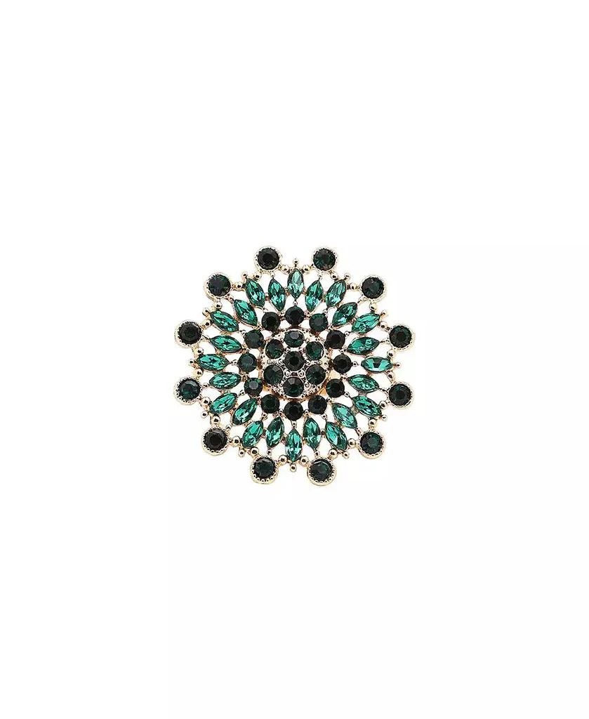 SOHI Women
s Green  Circular Stone Statement Ring