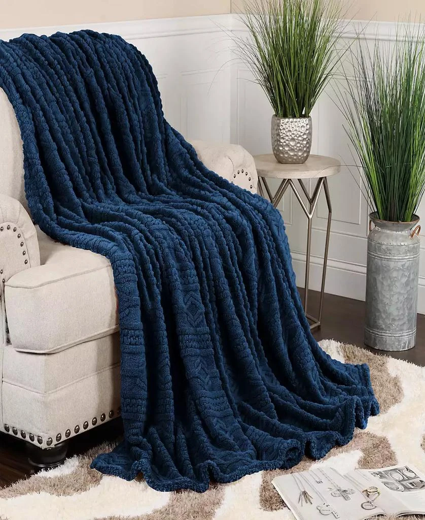 Superior Boho Knit Jacquard Fleece Plush Fluffy Blanket 3