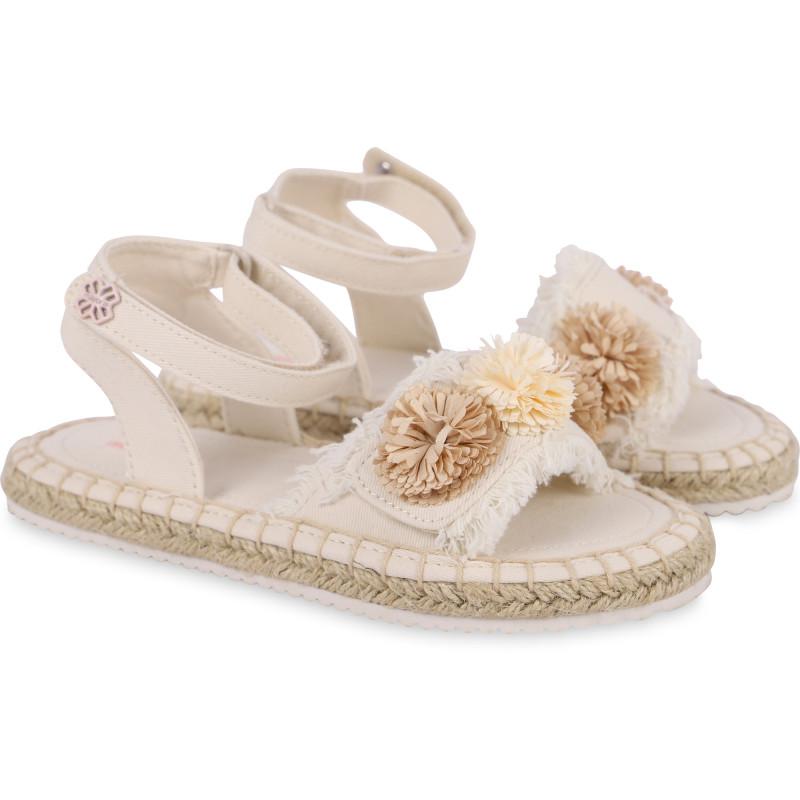 Mayoral Pom poms detailing velcro strap sandals in off white