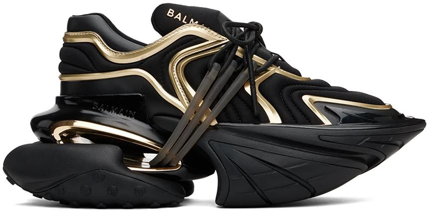 Balmain Black & Gold Unicorn Wave Sneakers 1