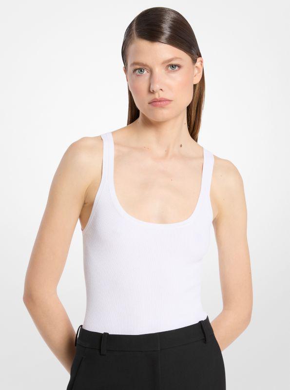 Michael Kors Ribbed Stretch Viscose Tank Top Bodysuit