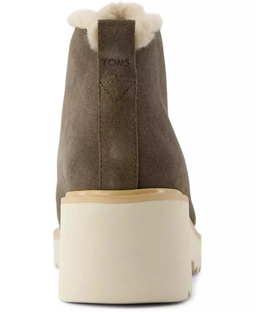 TOMS Women's Maude Suede and Faux Fur Lace Up Wedge Booties 3
