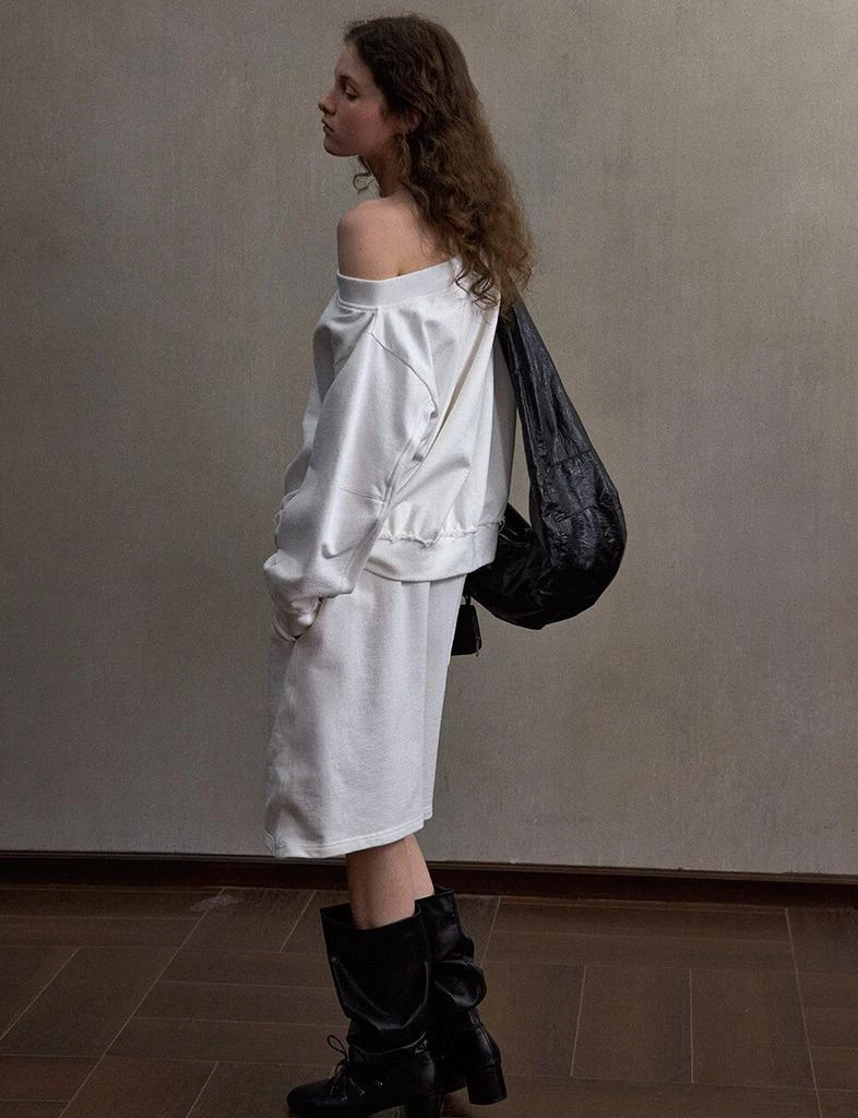 Pixie Market White Off-Shoulder Oversized Sweatshirt-PREORDER 6