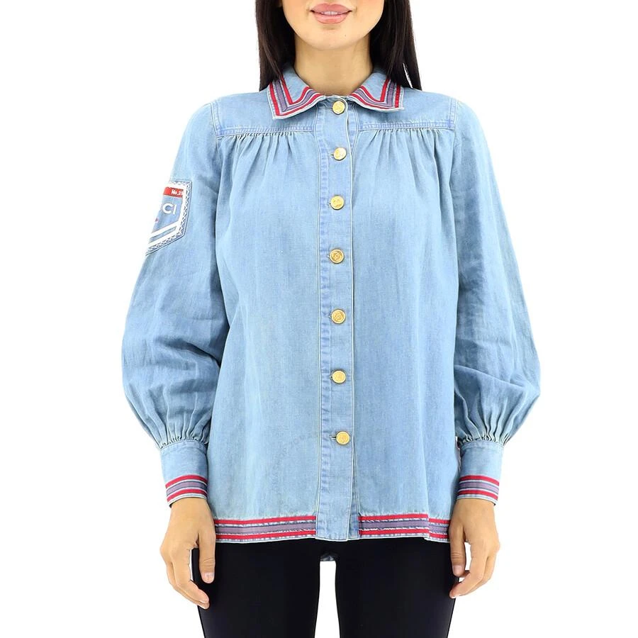 Gucci Gucci Denim Piped Trim Chambray Shirt, Brand Size 36 (US Size 2) (US Size 2) 1