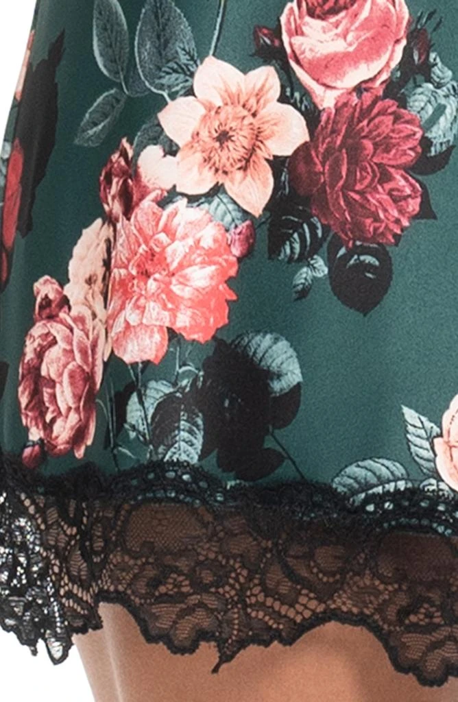 In Bloom Floral Lace Trim Satin Chemise 4