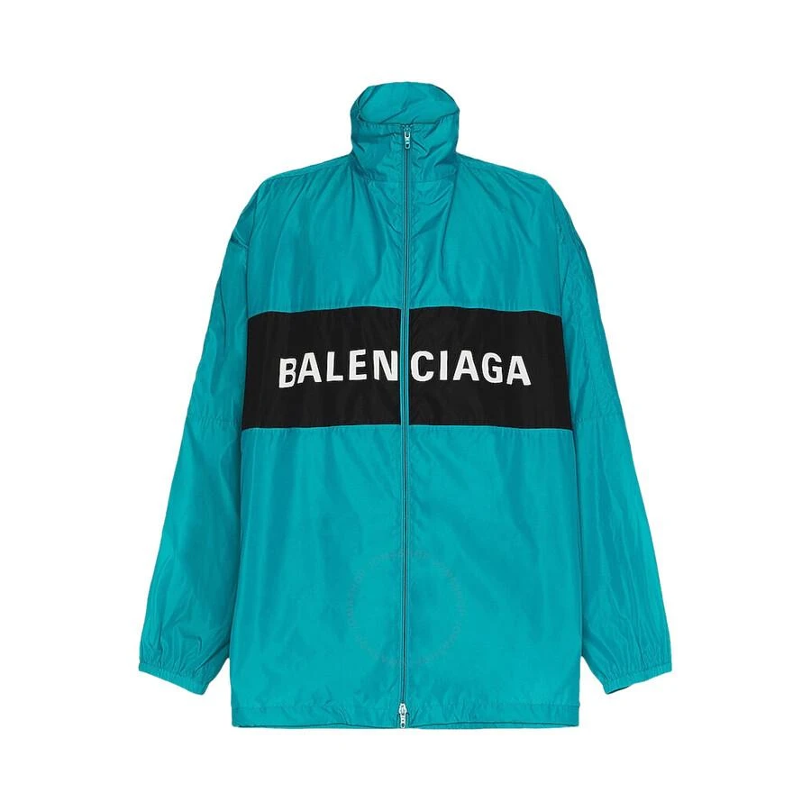 Balenciaga Men's Logo Zip Up Jacket In Turquoise 1