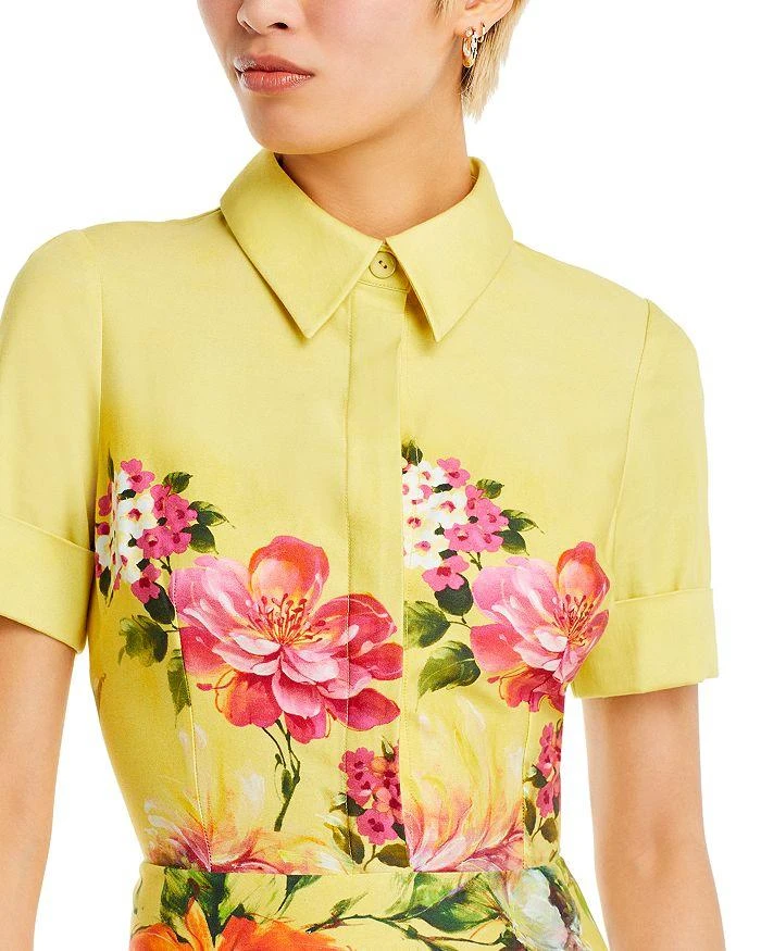 Teri Jon Bold Floral Print Shirt Midi Dress 3