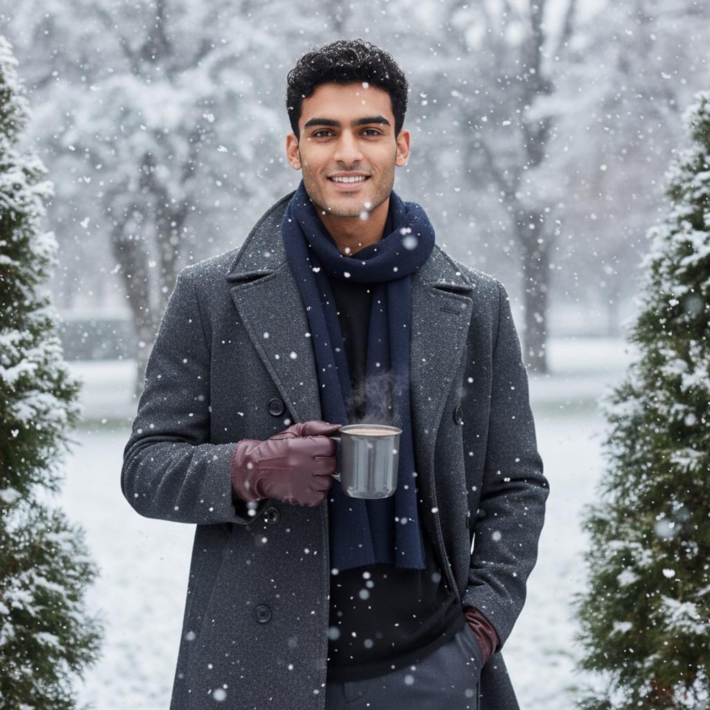 Infinity Leather Men’s Chestnut Brown Italian Leather Warm Wool Lining Winter Stich Design Riding Driving Casual Gloves