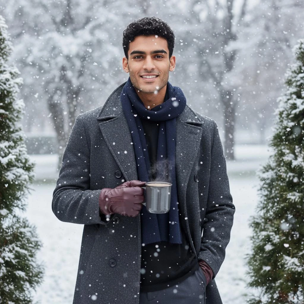 Infinity Leather Men’s Chestnut Brown Italian Leather Warm Wool Lining Winter Stich Design Riding Driving Casual Gloves 2