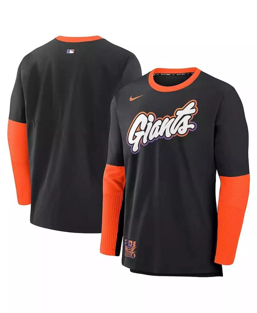 NIKE Men's Black/Orange San Francisco Giants 2025 City Connect Authentic Collection Lightweight Player Tri-Blend Performance Long Sleeve T-Shirt 1
