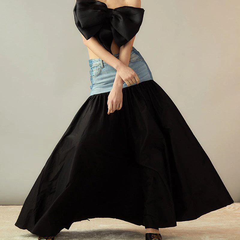 Cynthia Rowley Denim Taffeta Skirt 1