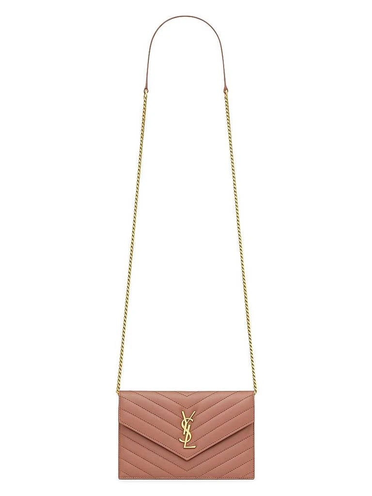 Yves Saint Laurent Cassandre Envelope Chain Wallet in Lambskin 1