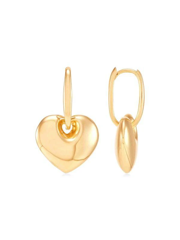 Saks Fifth Avenue 14K Yellow Gold Heart Hoop Earrings 3