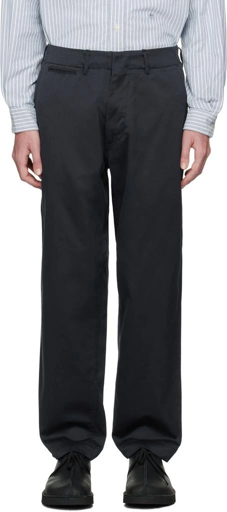 Nanamica Navy Wide Chino Trousers 1