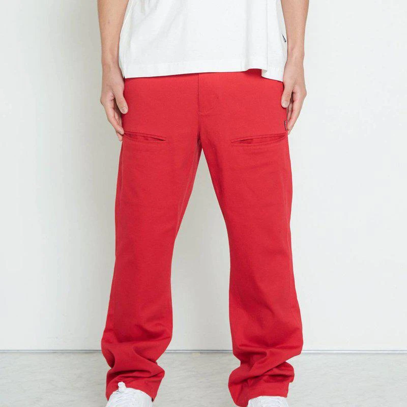 Konus Men's Baggy Chino Pants In Red 1