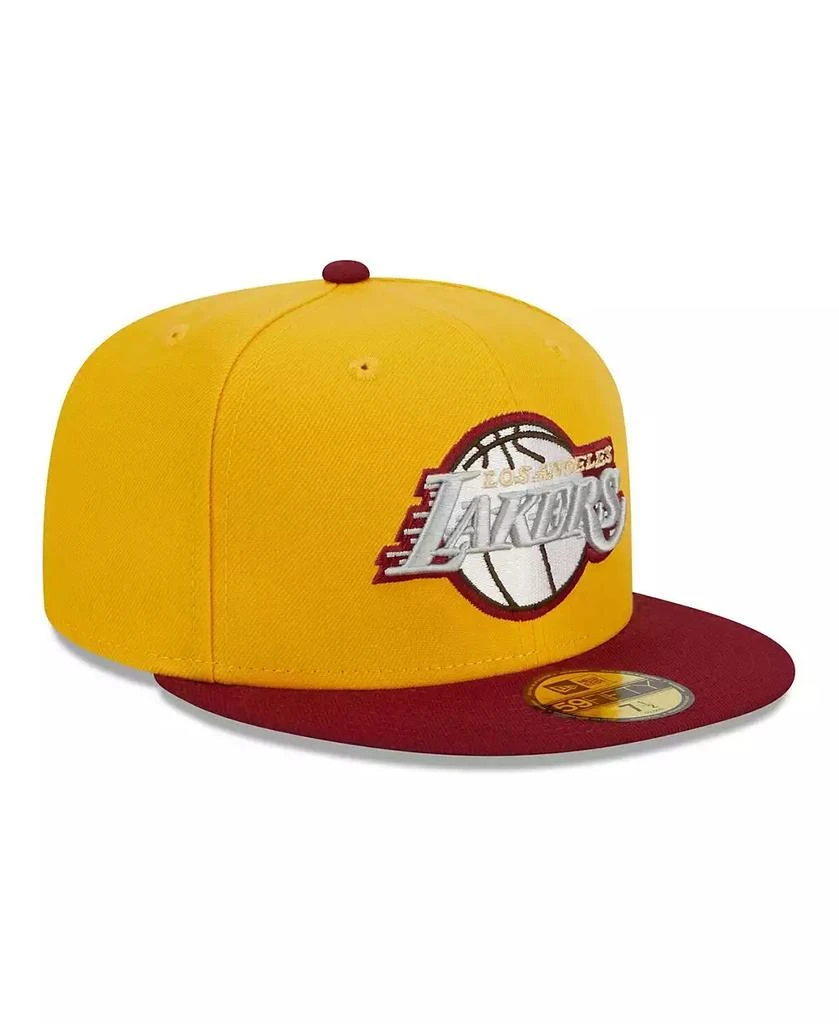 New Era Men's Yellow, Red Los Angeles Lakers Fall Leaves 2-Tone 59FIFTY Fitted Hat 3