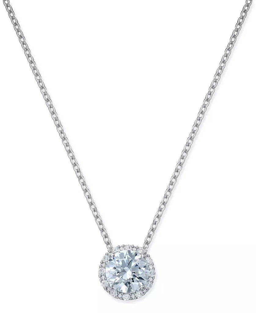 Arabella Cubic Zirconia Halo Pendant Necklace in Sterling Silver 1