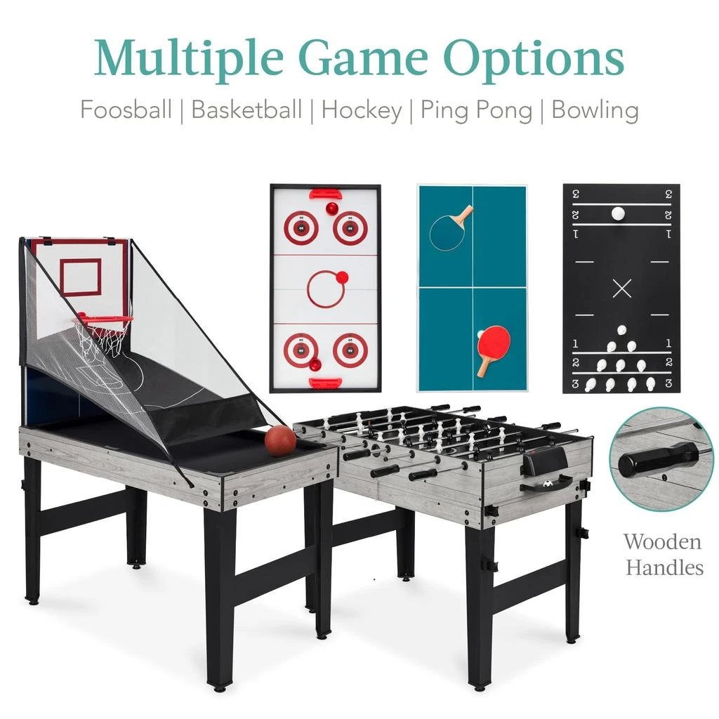 Best Choice Products 13-in-1 Combo Game Table Set w/ Ping Pong, Foosball, Basketball, Air Hockey, Archery 4