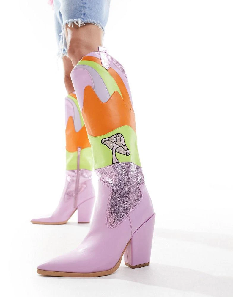 Public Desire Public Desire Archer novelty western boot in multi 1