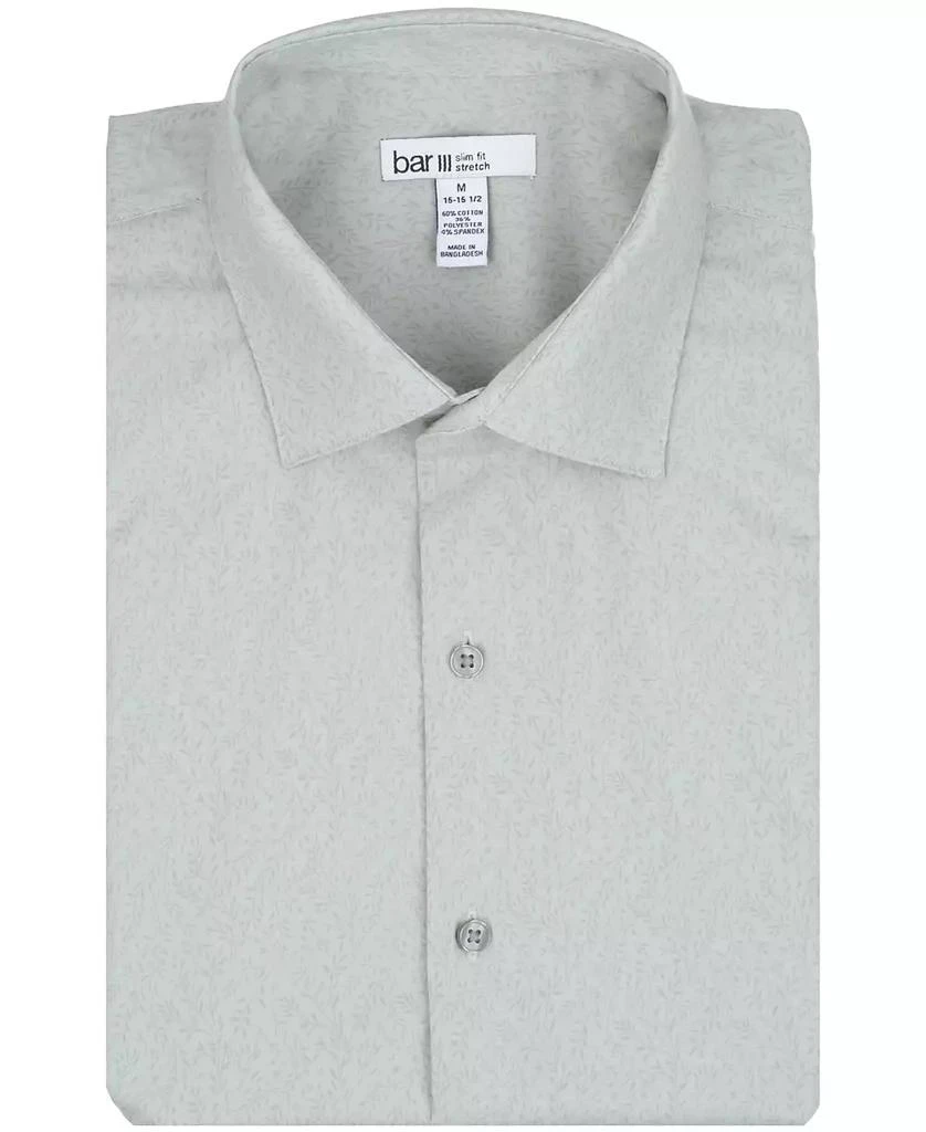 Bar III Slim Fit Men's Vine Print Dress Shirt, Created for Macy's - White - Size L