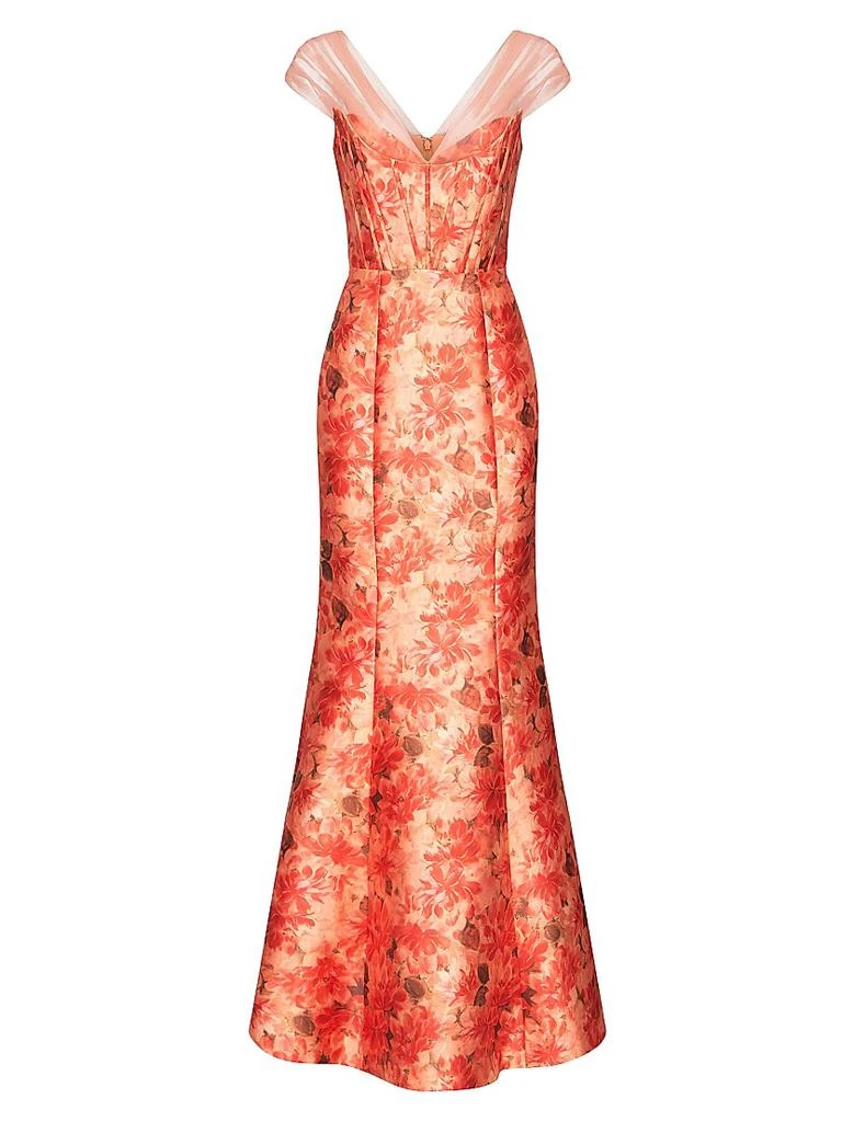 Theia Lowen Floral Mikado Satin Mermaid Gown 1