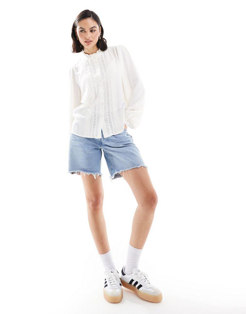 JDY JDY lace detail blouse in cream
