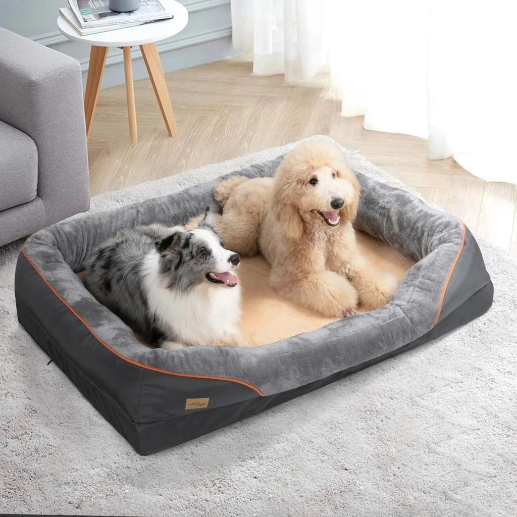 BINGOPAW Premium Large Dog Bed with Soft Fleece, Anti-Allergy Features, Removable Washable Cover, and Waterproof Design 3
