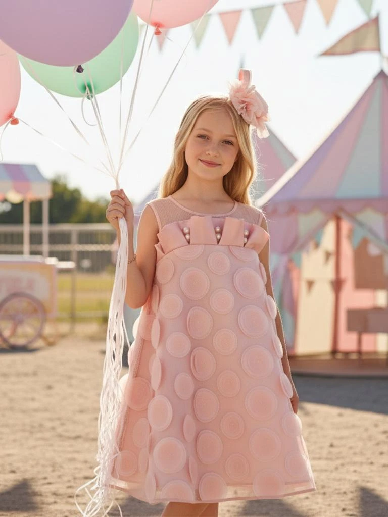 Dress & Fleur Dress & Fleur Girls Occasion Dress with Headband in Pink