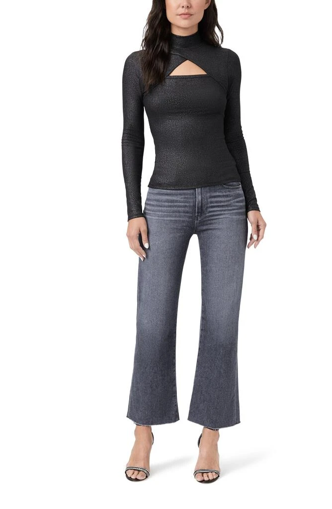 Paige Sonata Cutout Mock Neck Metallic Top 4