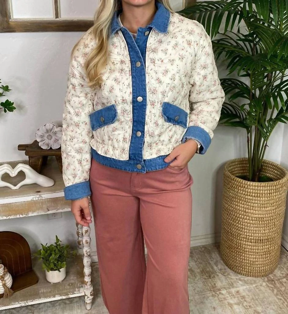 ee:some Ee:Some - Floral Washed Denim Jacket 3