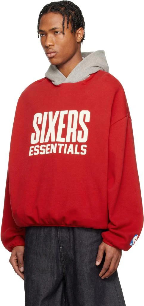 Essentials Red & Gray NBA Sixers Pull Over Hoodie 4