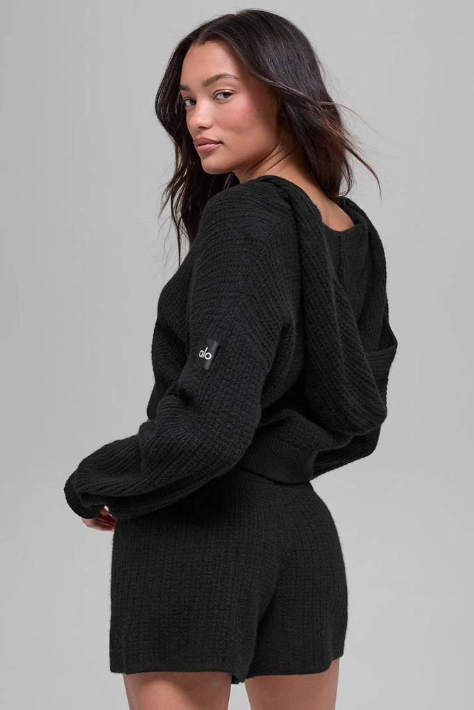 Alo Cashmere Plush Waffle Full Zip Hoodie - Macadamia Blush 3