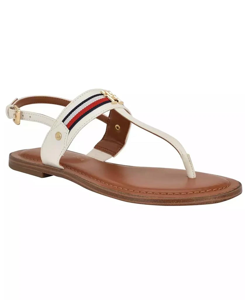 Tommy Hilfiger Women's Gabry Signature Stripe T-Strap Flat Sandals 3